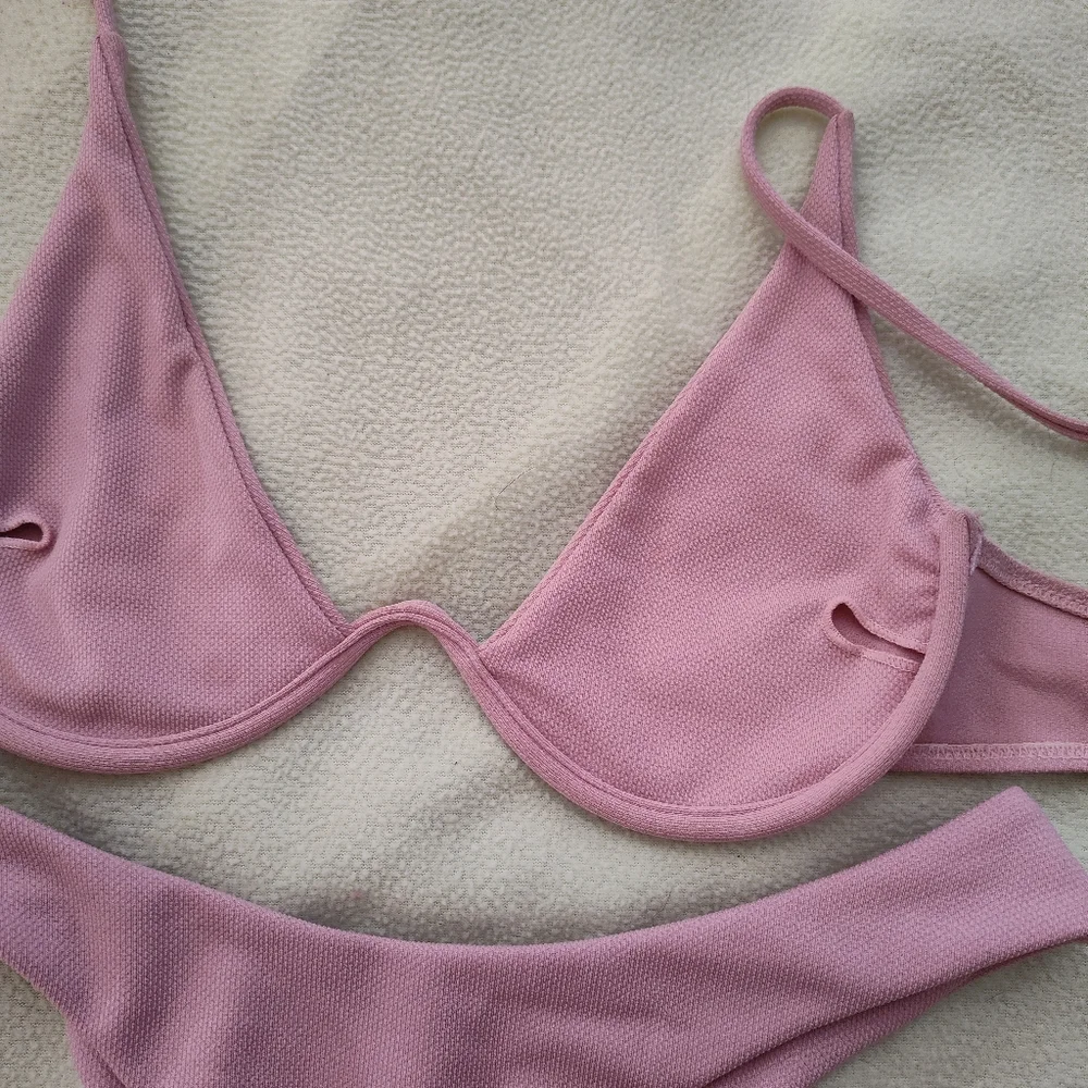 ZAFUL Muted Pink Thong Bikini Sz Medium - Picture 3 of 5